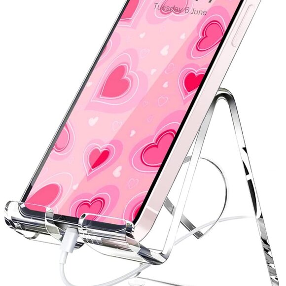 Acrylic Cell Phone Stand, Portable Phone Holder, Clear Phone Stand for Desk, Com - Picture 1 of 7